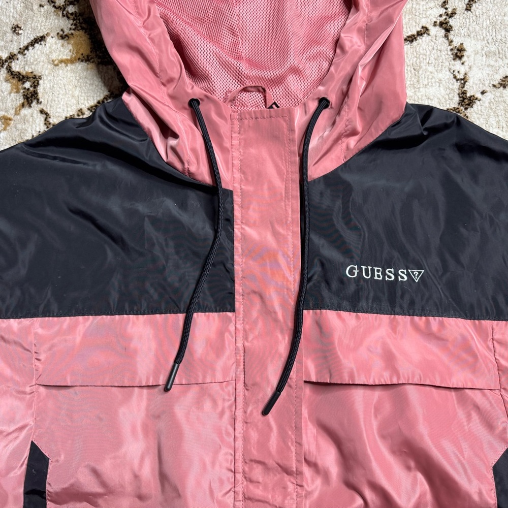 2 for $20// GUESS Pink and Black Hooded Windbreaker - Picture 2 of 4